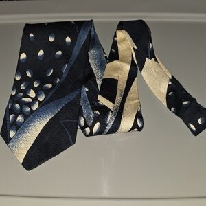 (J28) Bardelli Navy and Beige Abstract Tie